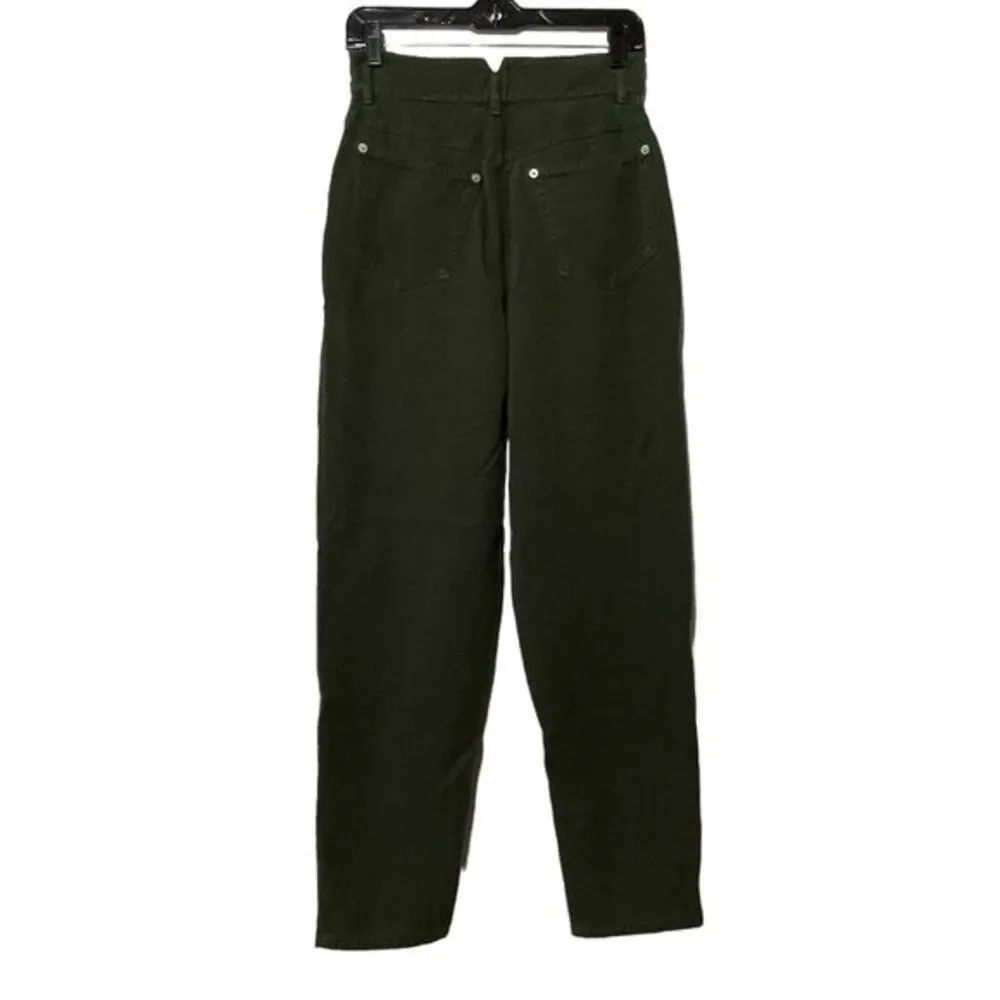Karen Kane Notchback Jeans Women size 6 Green Wide Leg Tapered Ankle HipHop‎ 90s